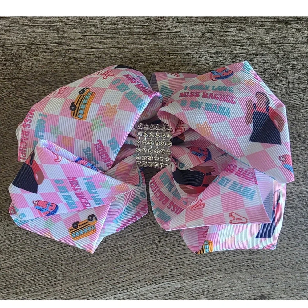 Miss Rachel Inspired Hair Bow Set 2pc Pink Grosgrain Boutique Alligator Clip